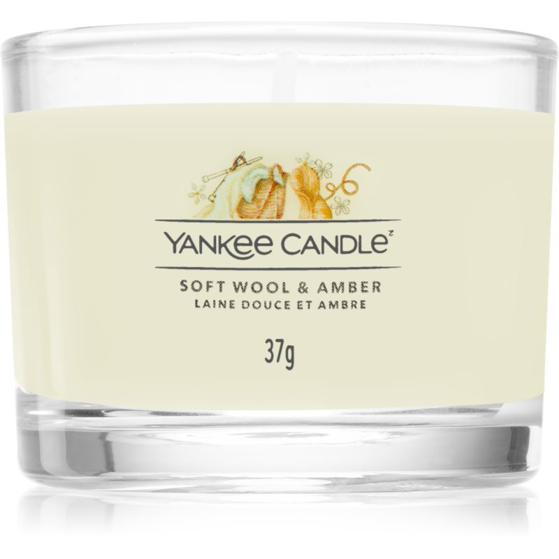 YANKEE CANDLE Soft Wool & Amber votiv ve skle 37 g