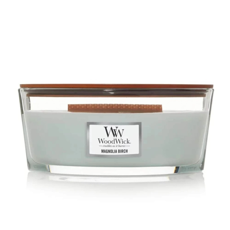 Woodwick Magnolia Birch vonná svíčka s dřevěným knotem (hearthwick) 453,6 g