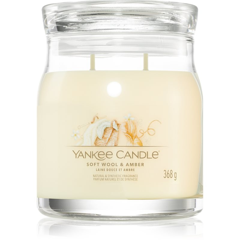 YANKEE CANDLE Signature Vonná svíčka střední 2 knoty Soft Wool & Amber 368 g