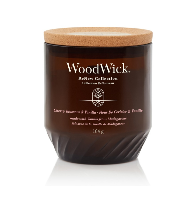 Woodwick Cherry Blossom & Vanilla vonná svíčka s dřevěným knotem 184 g