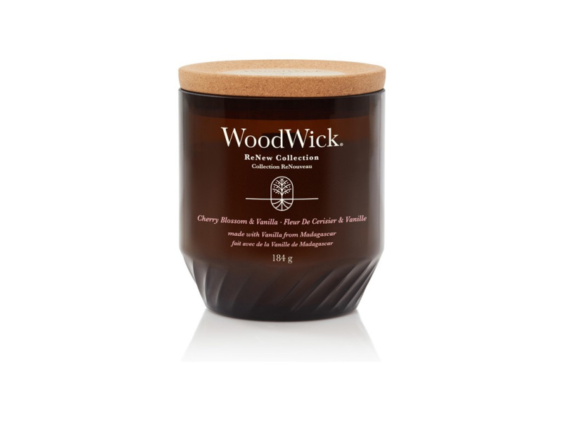 Woodwick Cherry Blossom & Vanilla vonná svíčka s dřevěným knotem 184 g