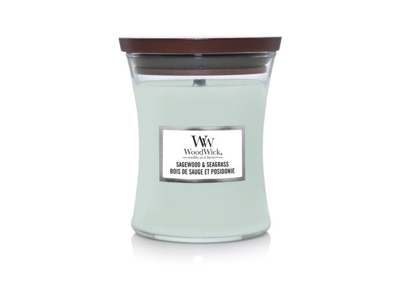 Woodwick Sagewood & Seagrass vonná svíčka 275 g