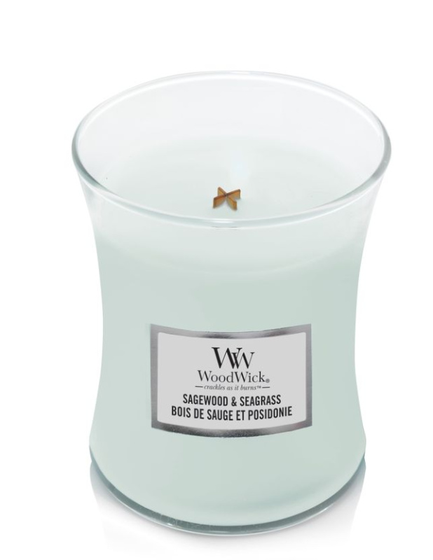 Woodwick Sagewood & Seagrass vonná svíčka 275 g