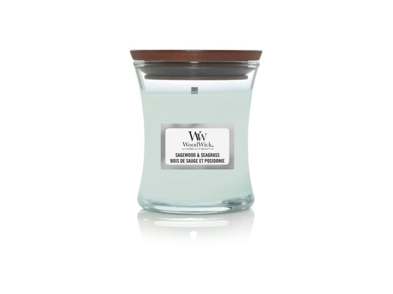Woodwick Sagewood & Seagrass vonná svíčka 85 g