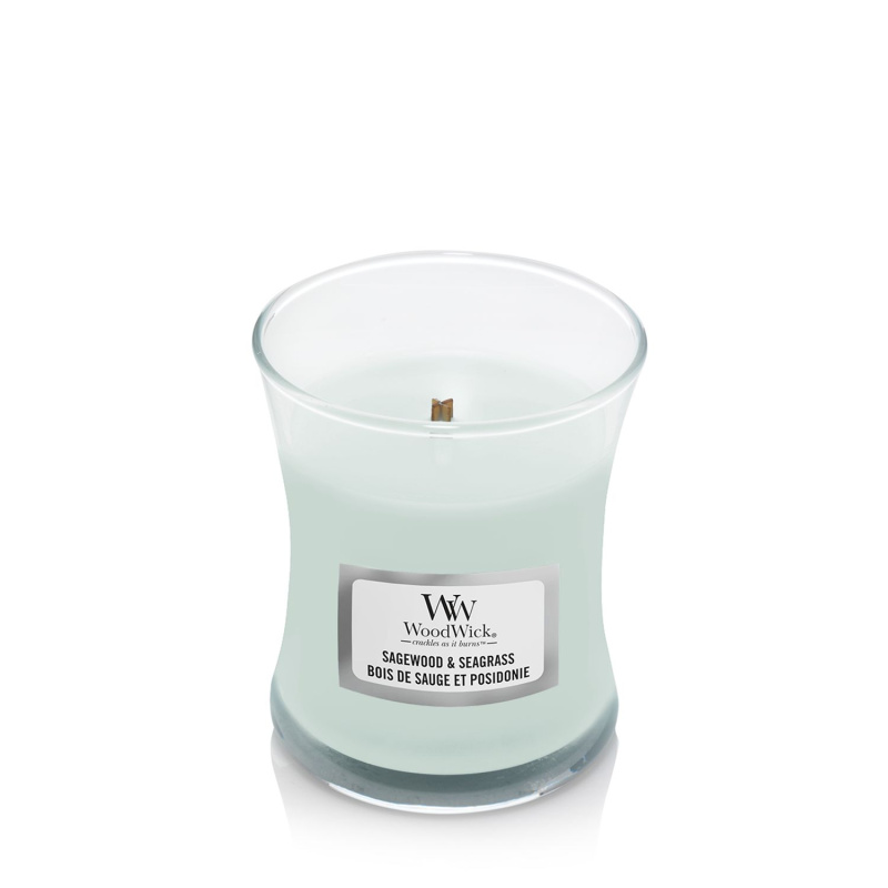 Woodwick Sagewood & Seagrass vonná svíčka 85 g