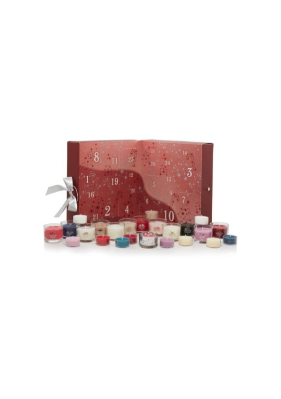 YANKEE CANDLE dárková sada Adventní kalendář kniha, 12 ks votivních svíček ve skle + 12 ks čajových svíčkek + svícen Z-TRADE s.r.o.