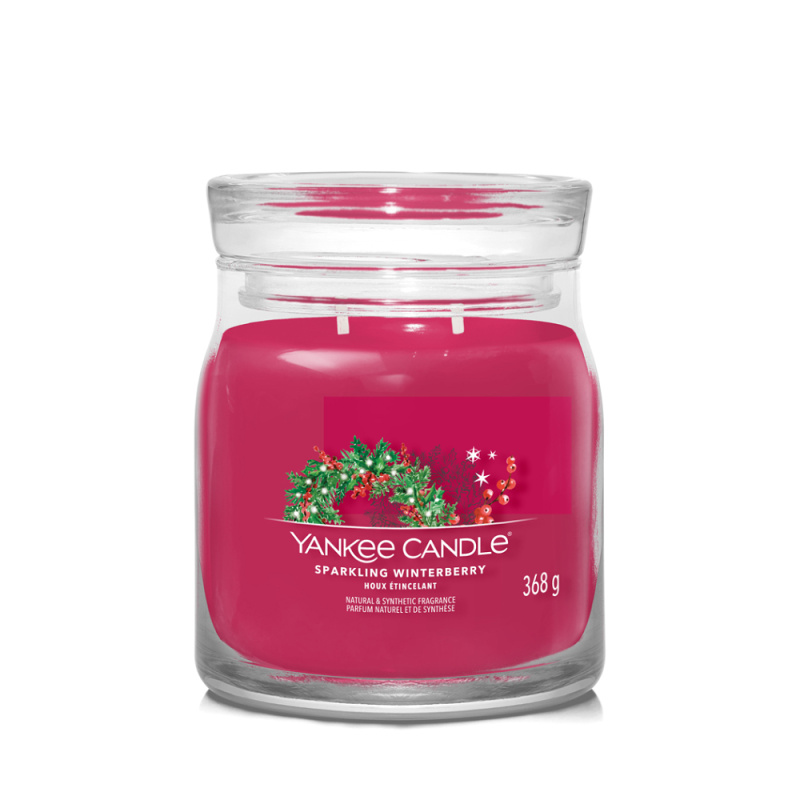 YANKEE CANDLE Signature Vonná svíčka střední 2 knoty Sparkling Winterberry 368 g