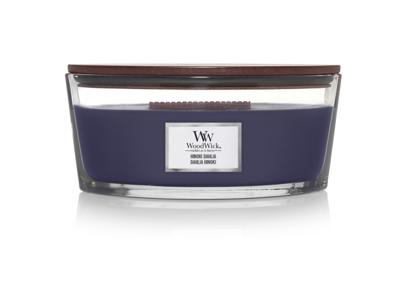 Woodwick Hinoki Dahlia vonná svíčka s dřevěným knotem (hearthwick) 453,3 g