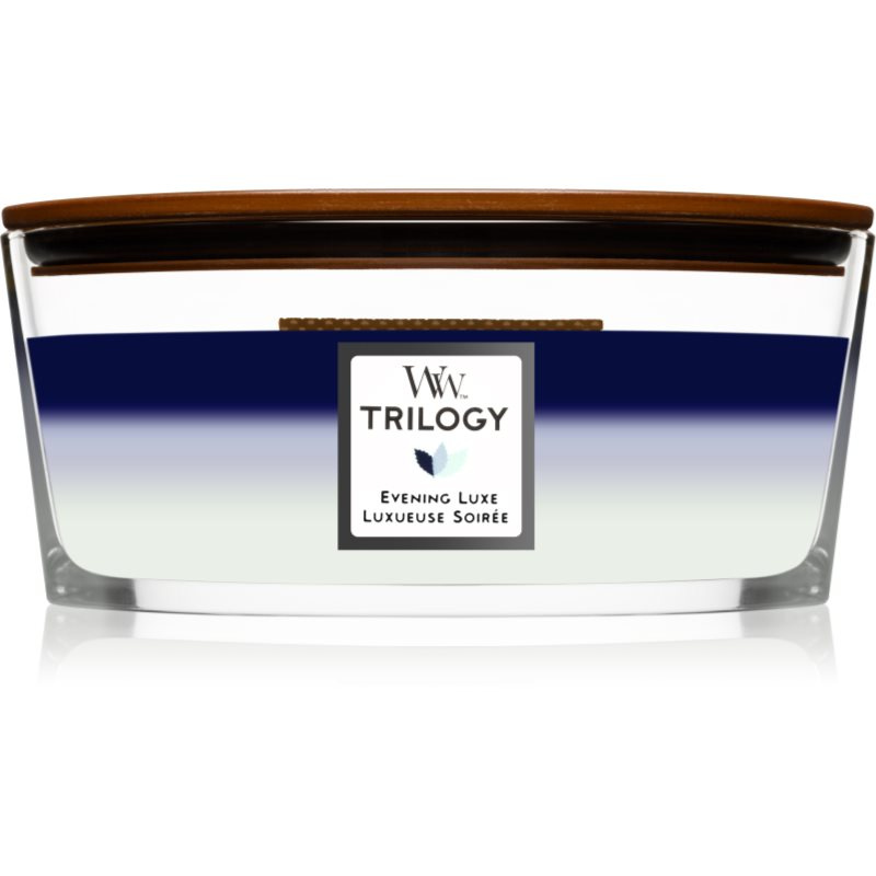 Woodwick Trilogy Evening Luxe vonná svíčka s dřevěným knotem (hearthwick) 453,6 g