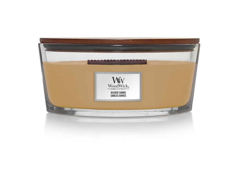 Woodwick Gilded Sands vonná svíčka s dřevěným knotem (hearthwick) 453 g