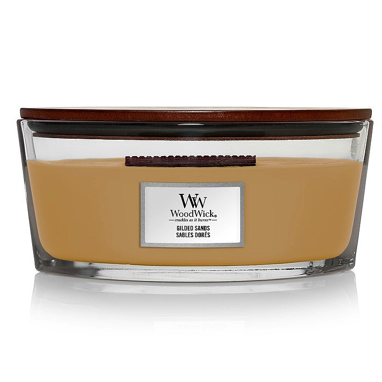 Woodwick Gilded Sands vonná svíčka s dřevěným knotem (hearthwick) 453 g