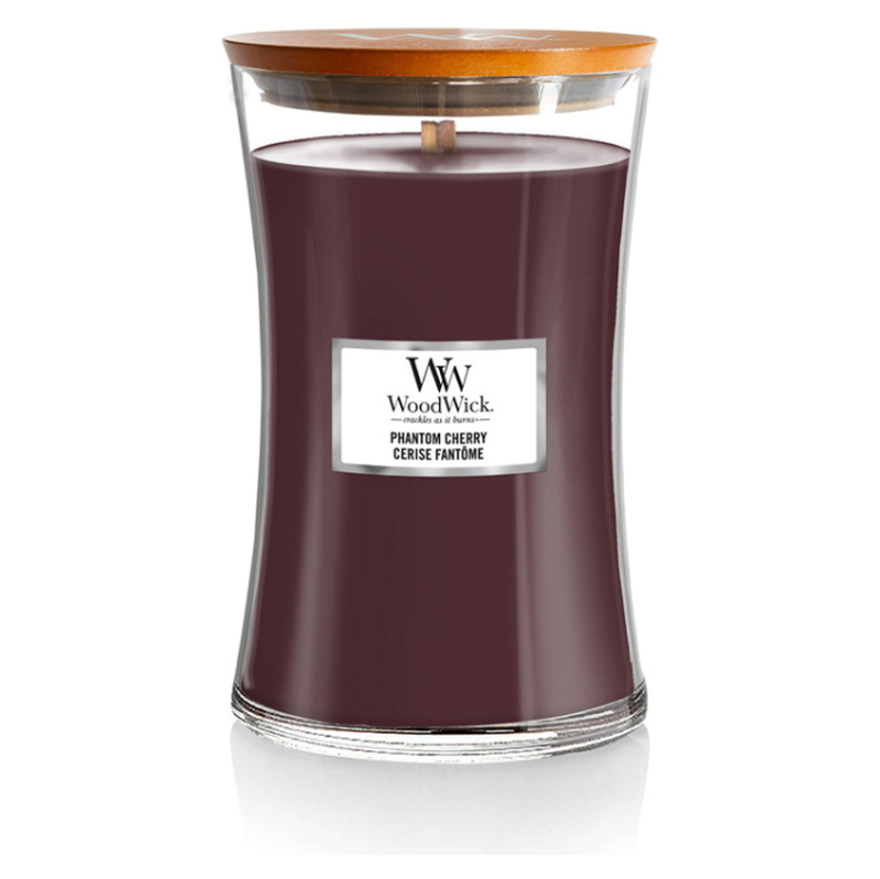 Woodwick Phantom Cherry vonná svíčka s dřevěným knotem 609.5 g