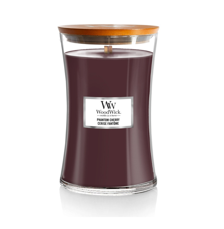 Woodwick Phantom Cherry vonná svíčka s dřevěným knotem 609.5 g