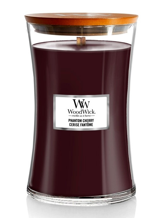 Woodwick Phantom Cherry vonná svíčka s dřevěným knotem 609.5 g