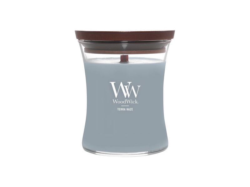Woodwick Terra Haze vonná svíčka s dřevěným knotem 275 g