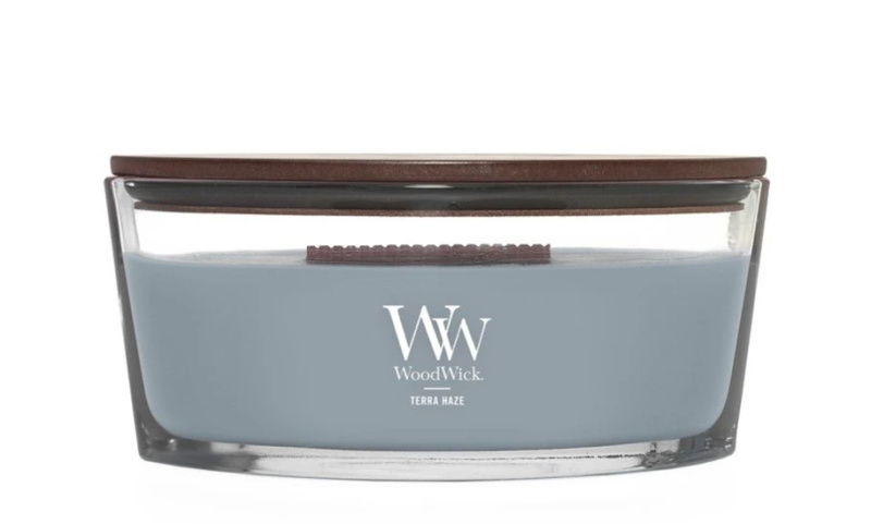 Woodwick Terra Haze vonná svíčka s dřevěným knotem (hearthwick) 453 g