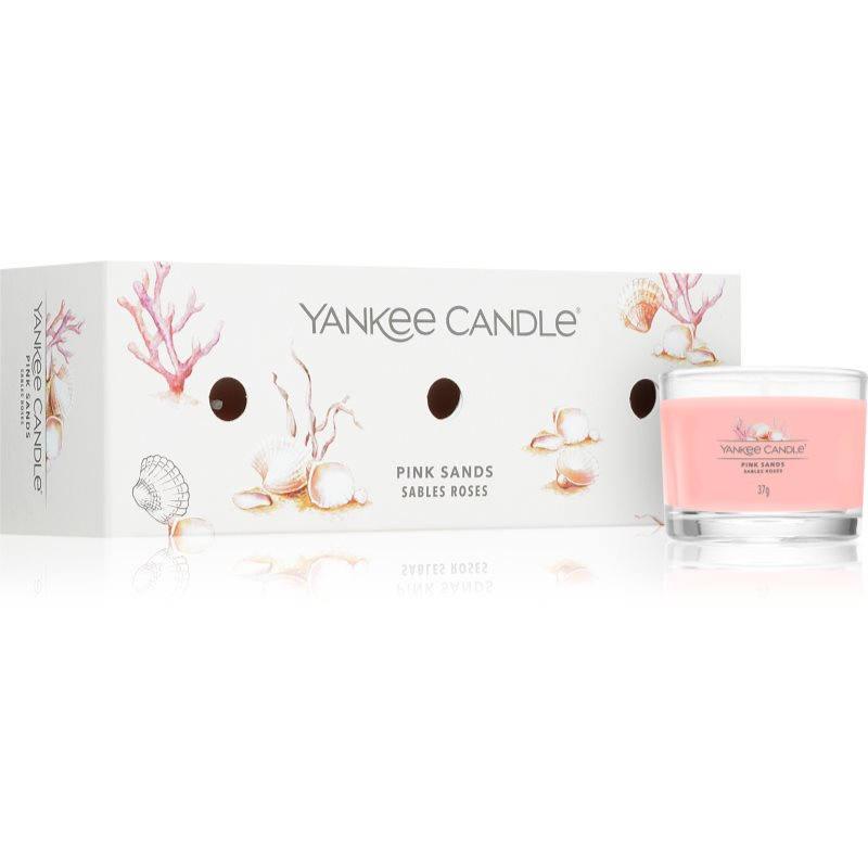 YANKEE CANDLE Pink Sands Votiv ve skle sada 3 x 37 g