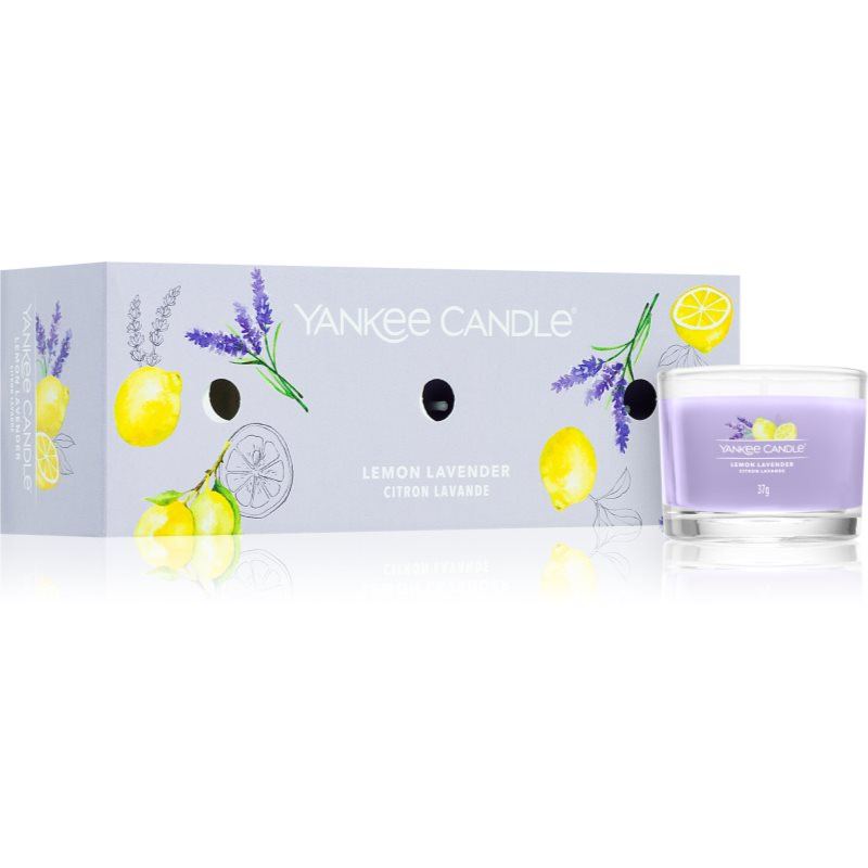 YANKEE CANDLE Lemon Lavender Votiv ve skle sada 3 x 37 g