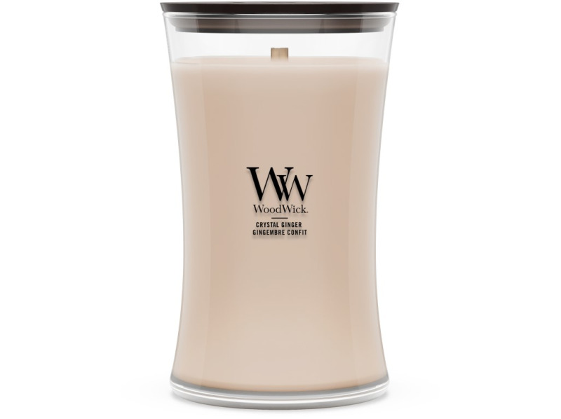 Woodwick Crystal Ginger vonná svíčka s dřevěným knotem 610 g