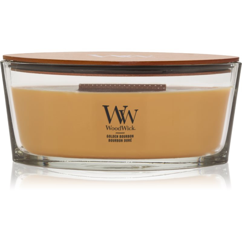 Woodwick Golden Bourbon vonná svíčka s dřevěným knotem (hearthwick) 453.6 g