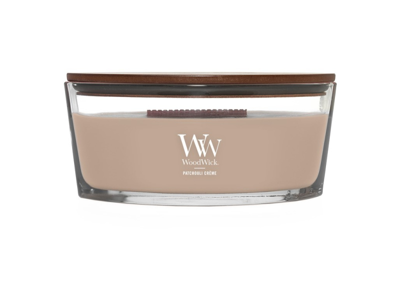 Woodwick Patchouli Créme vonná svíčka s dřevěným knotem (hearthwick) 453.6 g