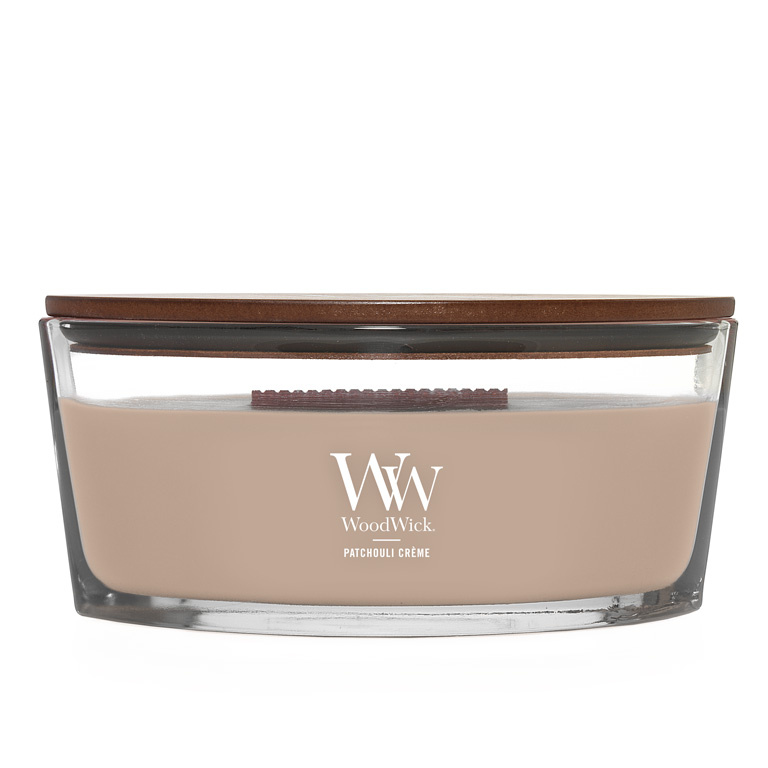 Woodwick Patchouli Créme vonná svíčka s dřevěným knotem (hearthwick) 453.6 g