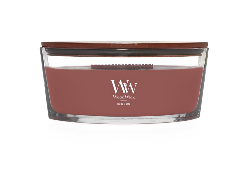 Woodwick Rouge Oud vonná svíčka s dřevěným knotem 453.6 g