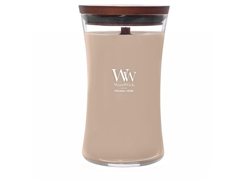 Woodwick Patchouli Créme vonná svíčka s dřevěným knotem 609.5 g
