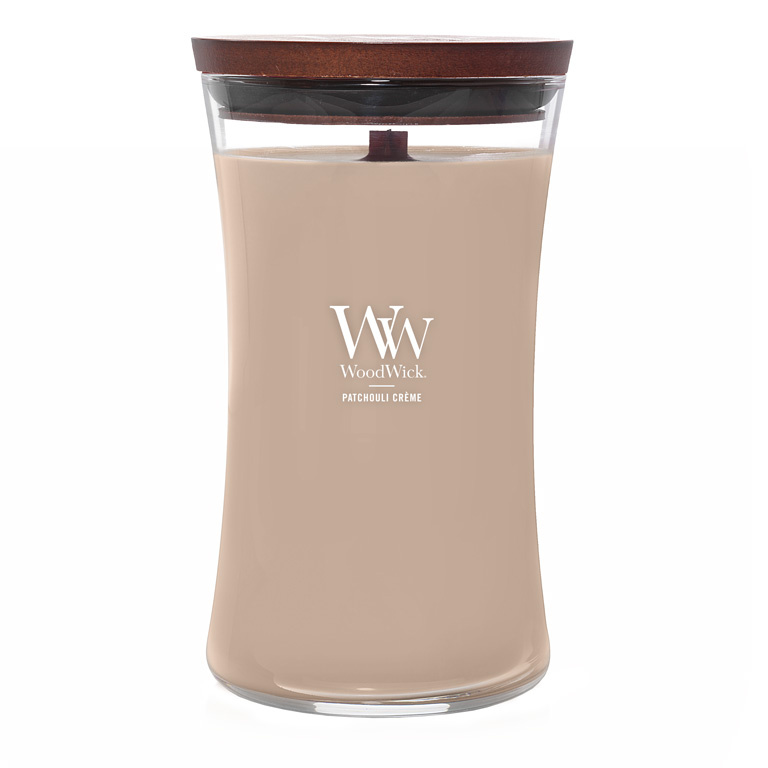 Woodwick Patchouli Créme vonná svíčka s dřevěným knotem 609.5 g