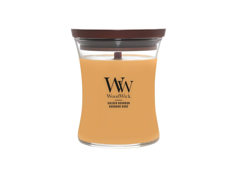Woodwick Opulent Wood Golden Bourbon vonná svíčka s dřevěným knotem (hearthwick) 275 g