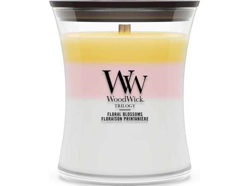 Woodwick Trilogy Floral Blossoms vonná svíčka s dřevěným knotem 275 g