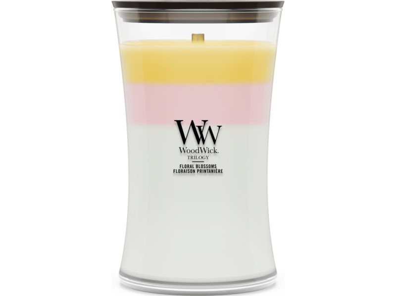 Woodwick Trilogy Floral Blossoms vonná svíčka s dřevěným knotem 610 g