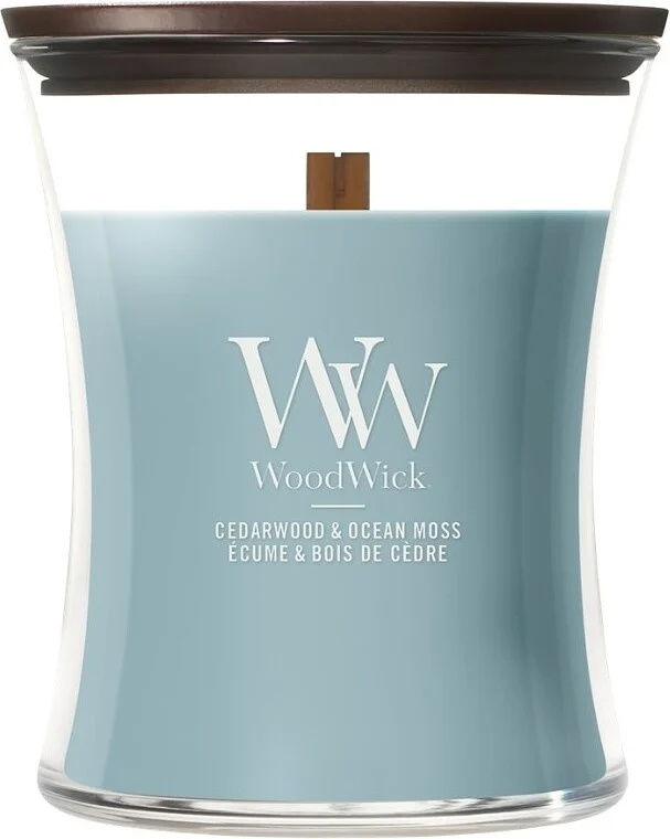 WoodWick Vonná svíčka váza střední Cedarwood & Ocean Moss 275 g