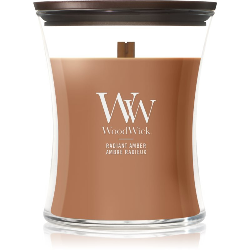Woodwick Radiant Amber vonná svíčka s dřevěným knotem 275 g