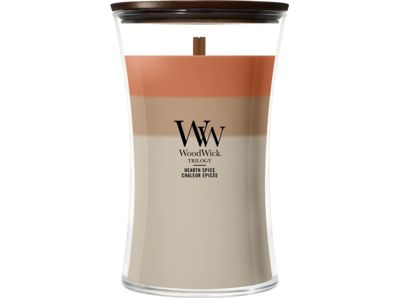 Woodwick Trilogy Hearth Spice vonná svíčka s dřevěným knotem 610 g