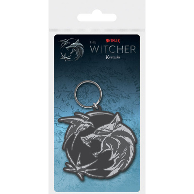 CurePink 3D kovový Netflix The Witcher Zaklínač Wolf Swallow and Star MK39255