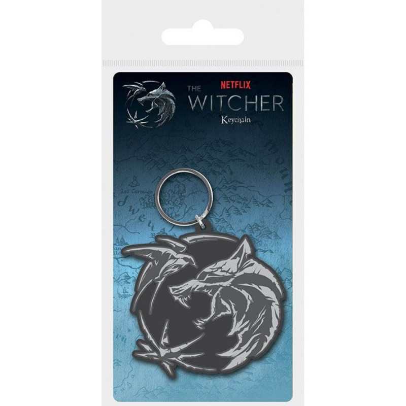 CurePink 3D kovový Netflix The Witcher Zaklínač Wolf Swallow and Star MK39255