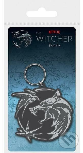 CurePink 3D kovový Netflix The Witcher Zaklínač Wolf Swallow and Star MK39255