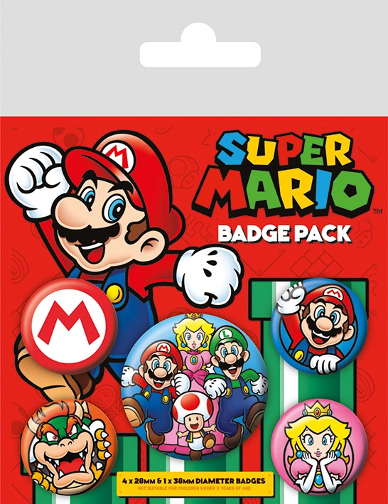 Pyramid International Sada placek Super Mario - Mario, 5 ks