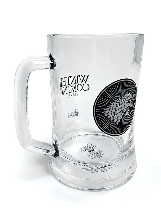 CurePink Keramický korbel Game of Thrones/Hra o trůny House Stark čirý 595 ml