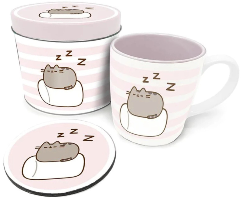 CurePink Dárkový set v plechové krabičce Pusheen Marshmallow hrnku GP85551 370 ml