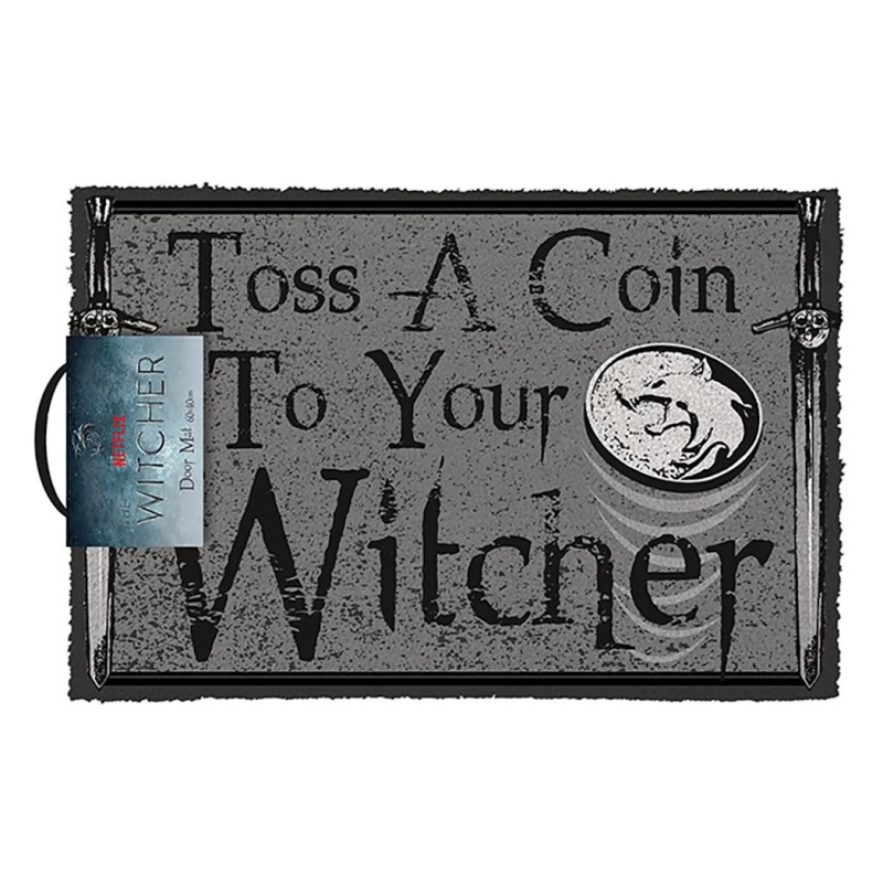 CurePink Netflix The Witcher Zaklínač Toss A Coin Šedá 60 x 40 cm