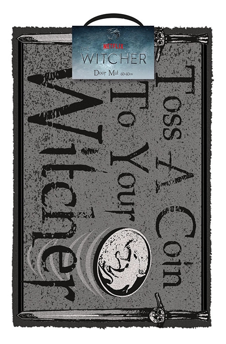 CurePink Netflix The Witcher Zaklínač Toss A Coin Šedá 60 x 40 cm