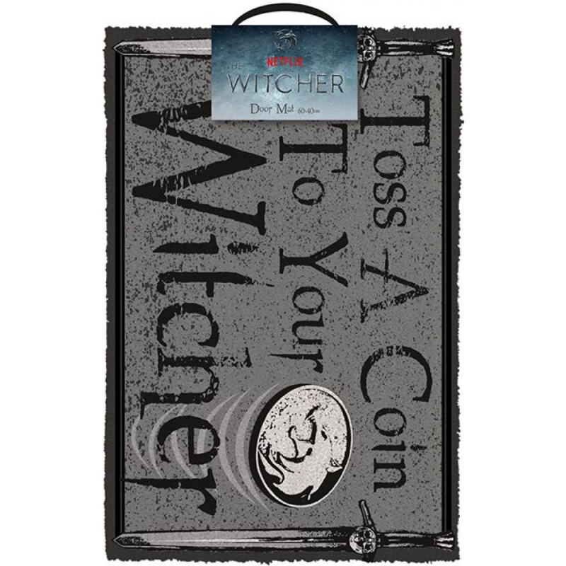 CurePink Netflix The Witcher Zaklínač Toss A Coin Šedá 60 x 40 cm