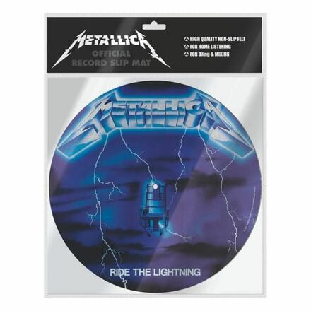 CurePink: | Podložka na talíř gramofonu Metallica: Ride To Lightning (průměr 30,5 cm) [GP85850]