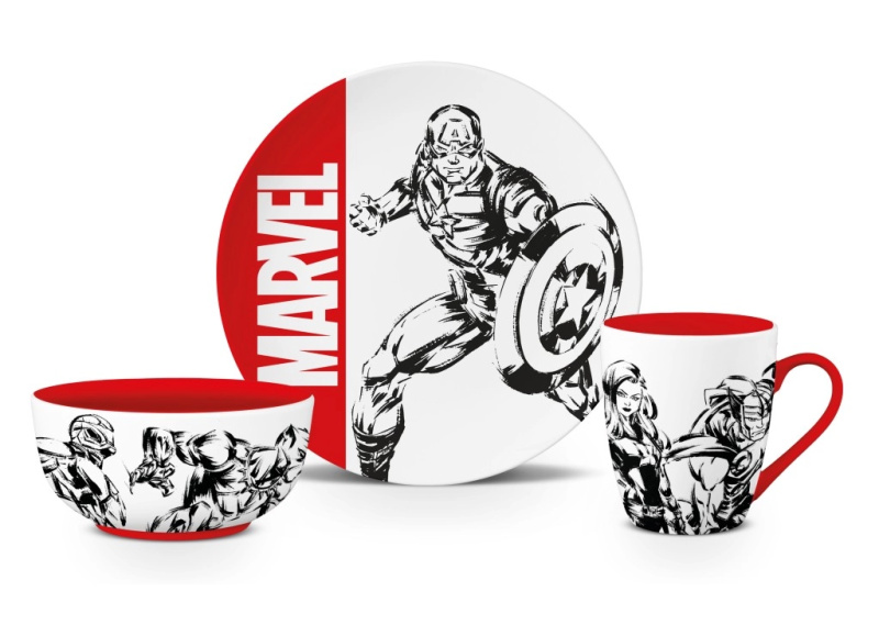 Dárkový set Marvel s miskou, talířem a hrnkem