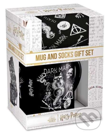 CurePink Dárkový set hrnek s ponožkami Harry Potter Temné umění hrnku velikost ponožek EU 41 45 GP86914 315 ml