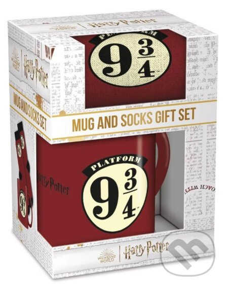 CurePink Dárkový set hrnek s ponožkami Harry Potter Nástupiště 9 3/4 hrnku velikost ponožek EU 41 45 GP86990 315 ml