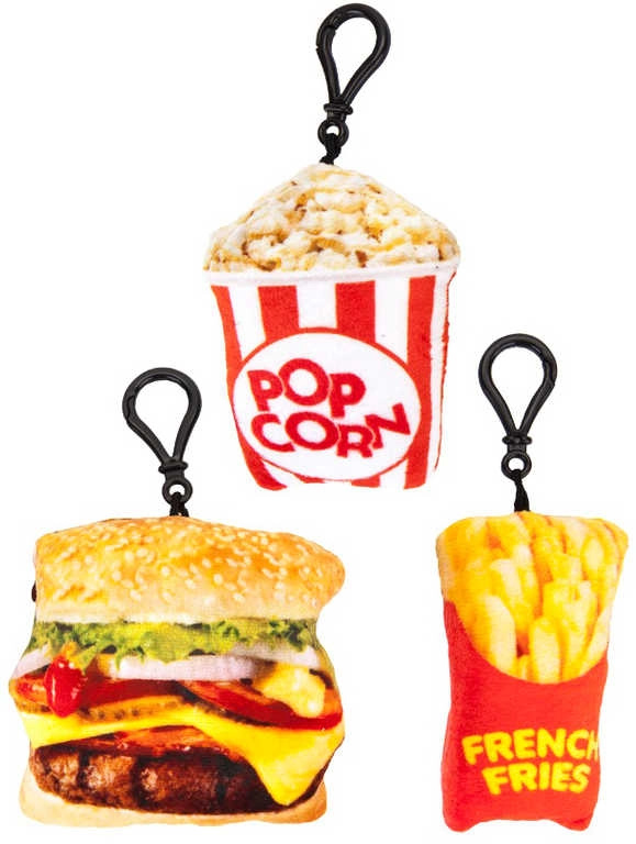 Plyšový přívěsek fast food s klipem 10 cm - 1 kus
