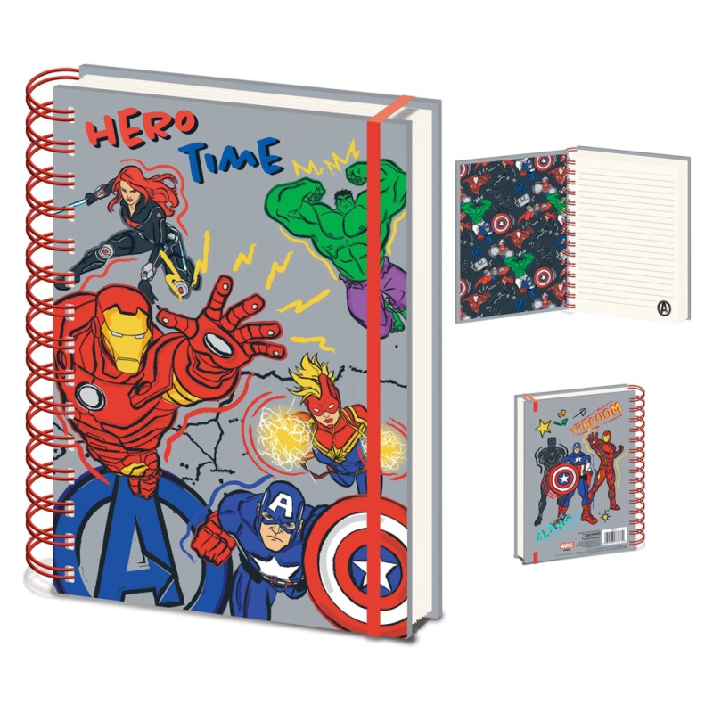 CurePink Poznámkový blok Marvel Avengers Klub hrdinů A5 16 x 21 cm